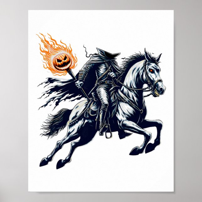 Halloween Scary Pumpkin Headless Horseman Poster (Framsidan)