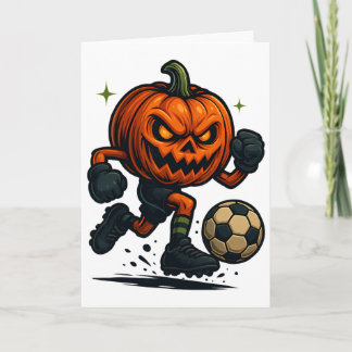 Halloween Scary Pumpkin Showing Soccer Skills Spoo Kort