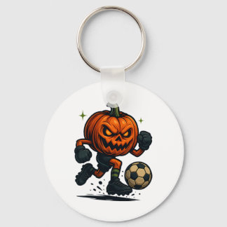 Halloween Scary Pumpkin Showing Soccer Skills Spoo Nyckelring
