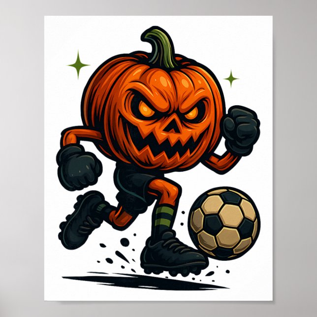 Halloween Scary Pumpkin Showing Soccer Skills Spoo Poster (Framsidan)