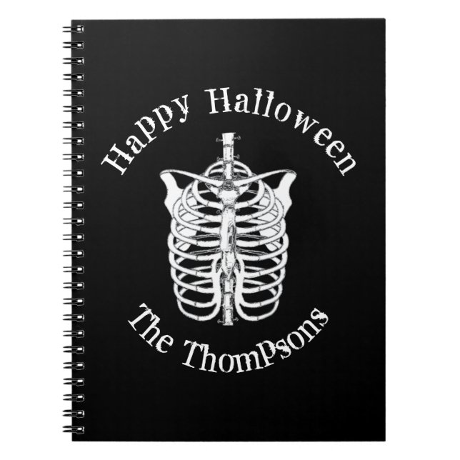 Halloween Scary Skeleton Black White X Ray Anteckningsbok (Framsidan)