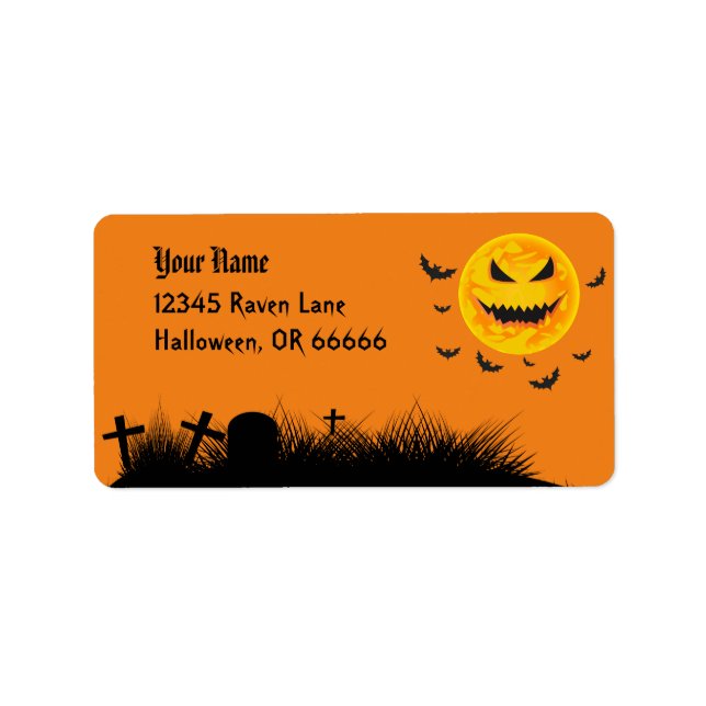Halloween Scary Sol Graveyard Adressetikett (Framsidan)