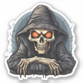 Halloween Scary Tecknad Bored Skeleton Klistermärken