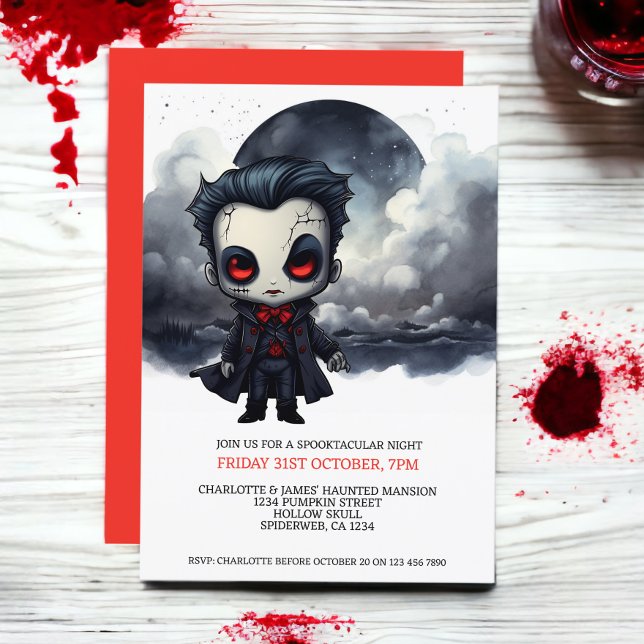 Halloween Scary Vampyre under fullt måne Inbjudningar (Halloween Scary Vampire Under a Full Moon Invitations from Ricaso)