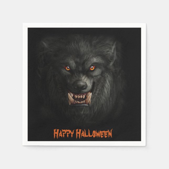 Halloween Scary Werevargs Pappra Napkins Pappersservett (Framsidan)