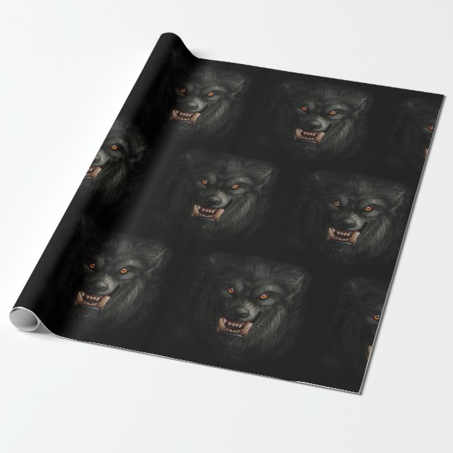 Halloween Scary Werevarv Presentpapper (Utrullad)