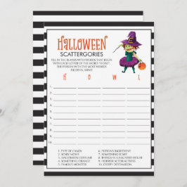 Halloween Scattergories-spelkort med Witch
