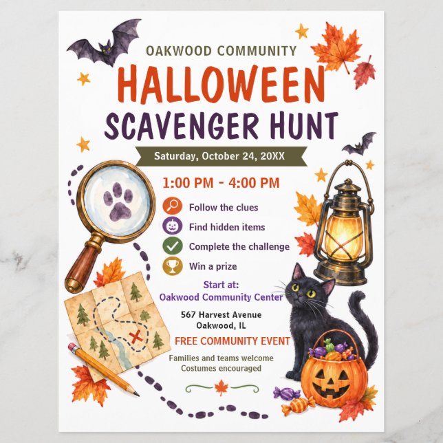 Halloween-Scavenger Hunt Community Flyer (Framsidan)