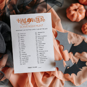 Halloween-Scavenger Hunt-partyspelskort Inbjudningar