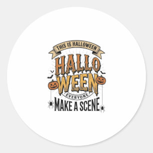 Halloween Scen Tröja Vintage Gravyr Pumpa De Runt Klistermärke