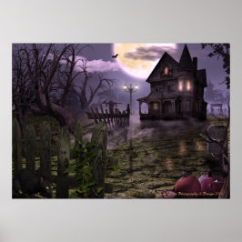 Halloween Scene 28-tums x 20-tums Poster