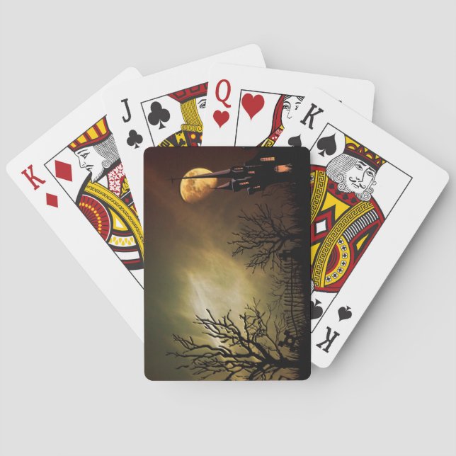 Halloween Scene med Mystical Castle Spel Kort (Baksidan)