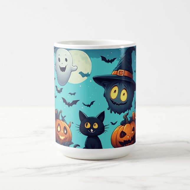 Halloween-scene med pumpa 🌕 kaffemugg (Center)