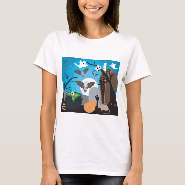 Halloween Scene T Shirt (Framsida)