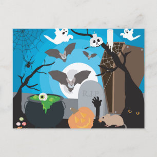 Halloween Scene Vykort