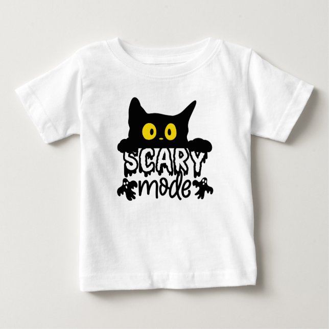 Halloween-scenläge Skrämt katt T Shirt (Framsida)