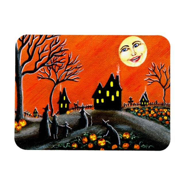 Halloween-scenmagnet" Ripening Jack-O-Lanternor" Magnet (Horisontell)