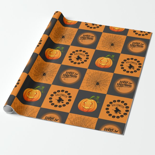 Halloween schackbräde presentpapper (Utrullad)