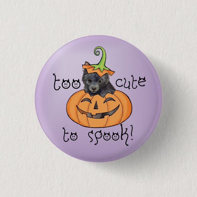Halloween Schipperke Button Knapp (Framsida)