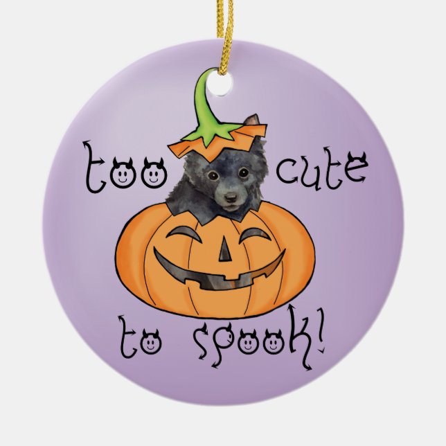Halloween Schipperke Ceramic Ornament (Framsidan)