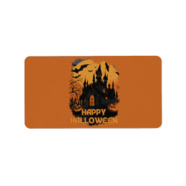 Halloween-Schloss unter Mondlicht Adressetikett