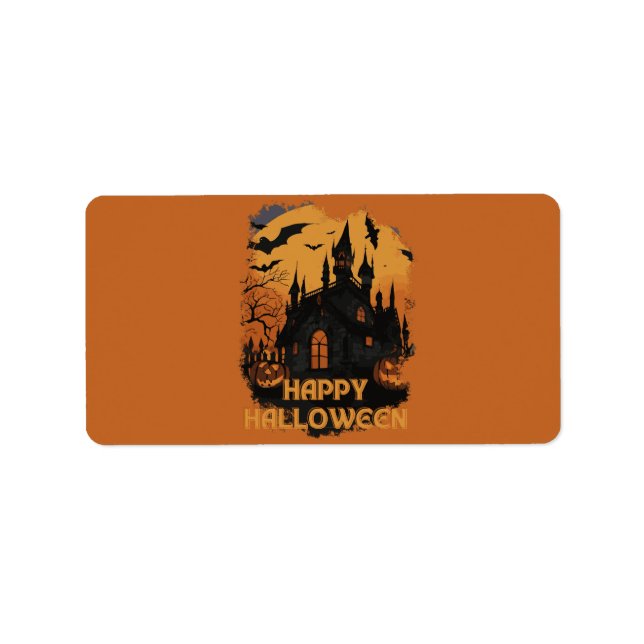 Halloween-Schloss unter Mondlicht Adressetikett (Framsidan)