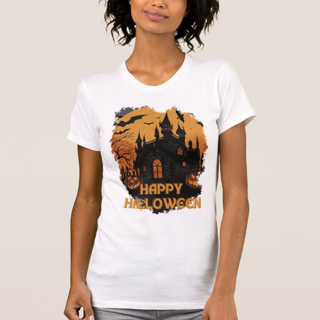 Halloween-Schloss unter Mondlicht T Shirt (Framsida)