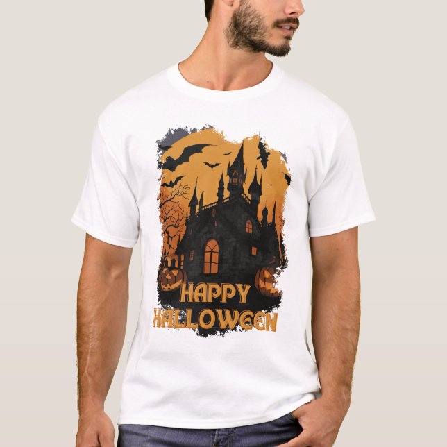 Halloween-Schloss unter Mondlicht T Shirt (Framsida)