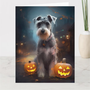 Halloween Schnauzer med pumpor Scary Kort