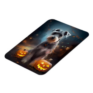 Halloween Schnauzer med pumpor Scary Magnet