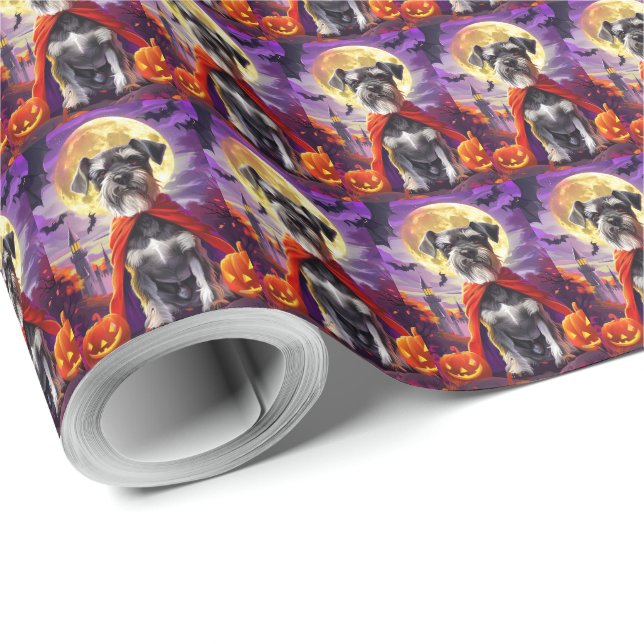 Halloween Schnauzer Vampyr Pumpor Skräck Presentpapper (Rulle Hörn)
