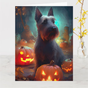 Halloween Scottish Terrier med pumpkins Scary Kort
