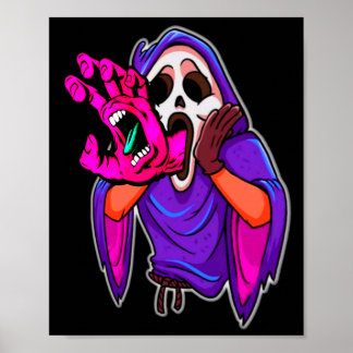 Halloween Screaming Ghost Halloween Scary Monster Poster