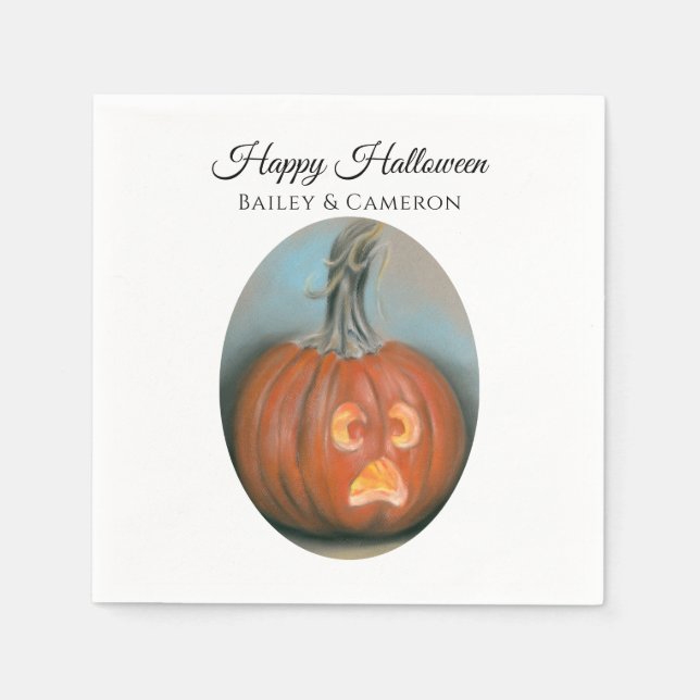 Halloween Screaming Jack o lantern Pumpkin Pastel Pappersservett (Framsidan)