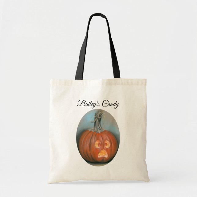 Halloween Screaming Jack o lantern Pumpkin Pastel Tygkasse (Framsidan)