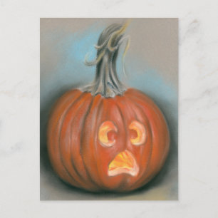Halloween Screaming Jack o lantern Pumpkin Pastel Vykort