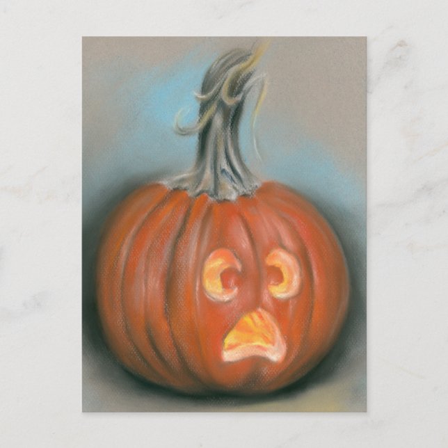 Halloween Screaming Jack o lantern Pumpkin Pastel Vykort (Framsida)