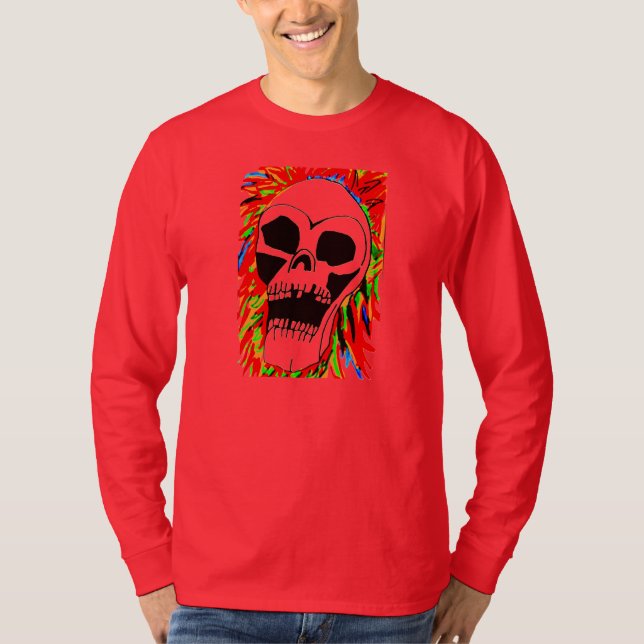 HALLOWEEN SCREAMING SKULL shirt Tee (Framsida)