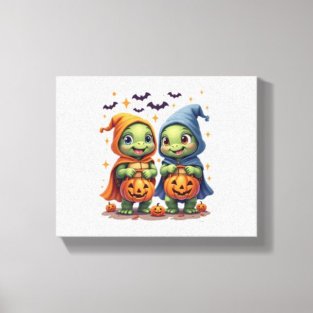 Halloween Sea Turtle Ghost Turtles T-Shirt Canvastryck (Framsida)