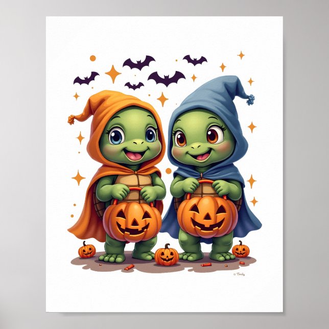 Halloween Sea Turtle Ghost Turtles T-Shirt Poster (Framsidan)