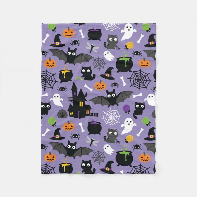 Halloween Seamless Mönster Fleecefilt (Framsidan)