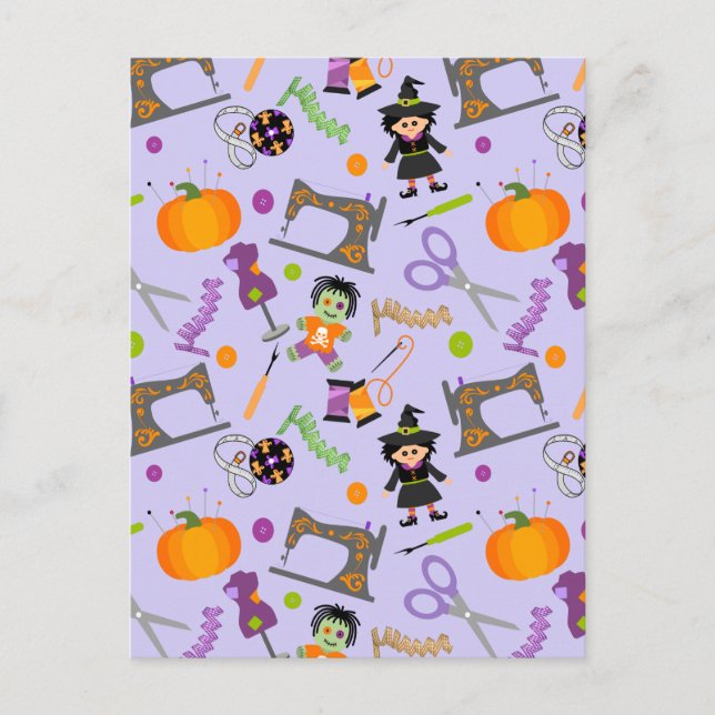 Halloween Seamstress Sewing Notions Vykort (Framsida)