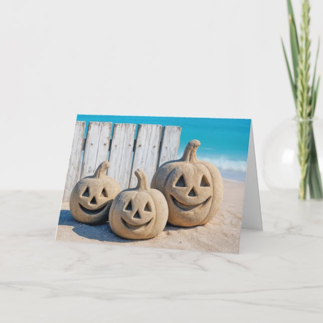 Halloween Seashore Sand Jack o' Lanterns  Kort (Framsida)