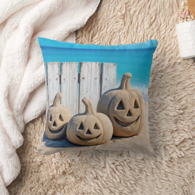Halloween Seashore Sand Jack o' Lanterns  Kudde (Filt)