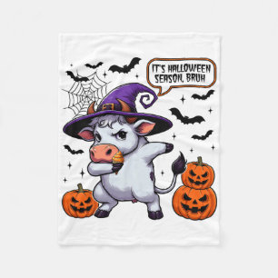Halloween Season Bruh Funny Cow Moo Spooky Se Fleecefilt