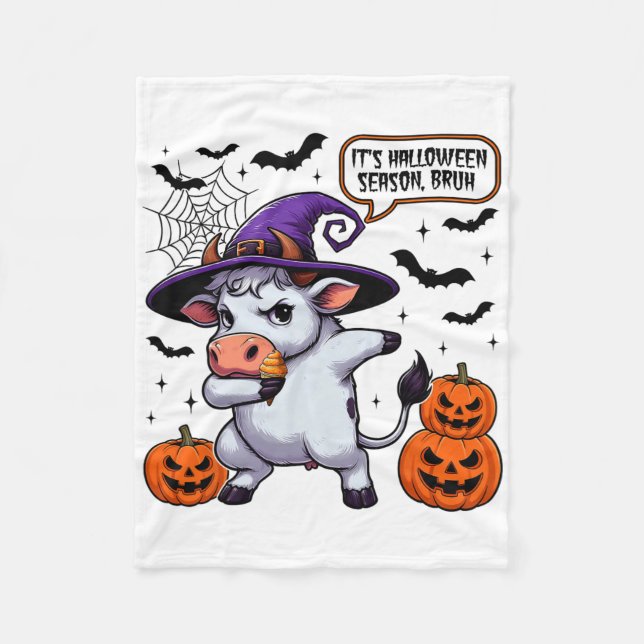 Halloween Season Bruh Funny Cow Moo Spooky Se Fleecefilt (Framsidan)