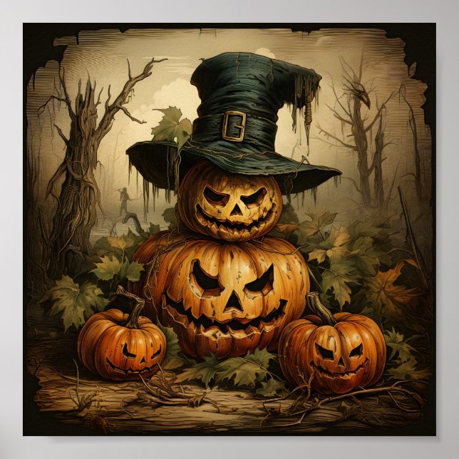 Halloween Season Jack o lantern Orange Pumpkins Poster (Framsidan)