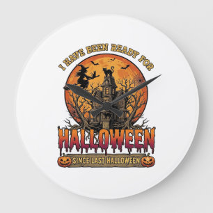 Halloween Sedan Sista Spökhuset Flugande Häxa_1 Stor Klocka