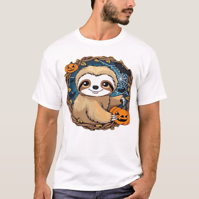 Halloween sengångare, pumpa, fladdermus, spindel,  t shirt (Framsida)
