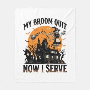 Halloween Servitris Tröja Kvast Bruten Humor_1 Fleecefilt